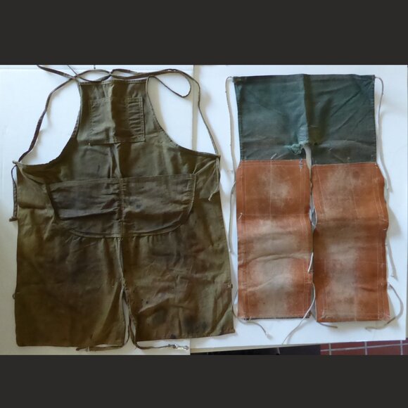 Other - VINTAGE LEATHER CANVAS HAY CARTING WORKING COWBOY FARMER CHAPS (PRE-OWNED)
